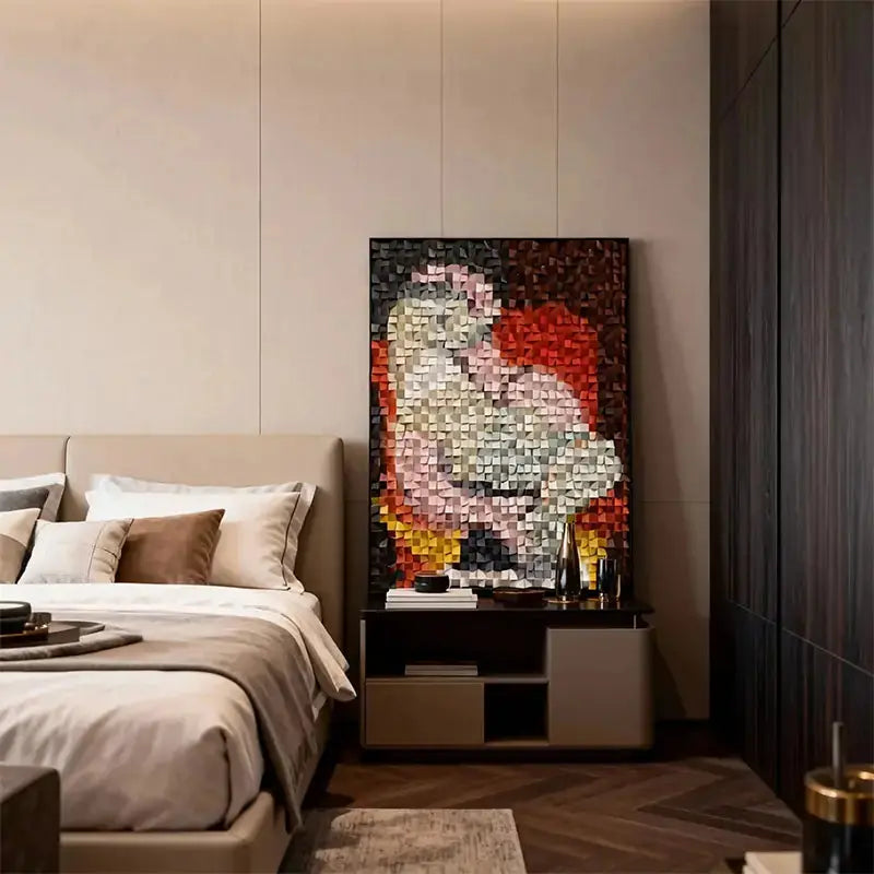 3D Mosaic Wooden Wall Art - Picasso Cubism Geometric Sculpture for Home Decor Artmeto Wood wall art