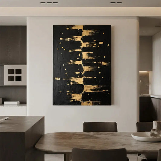 Black Gold Textured Abstract Wall Art-Luxury Canvas Painting-Artmeto Artmeto Wood wall art