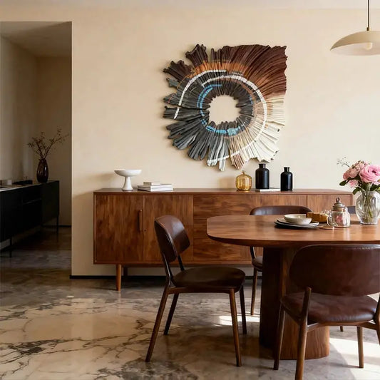 Earthy Gradient Circular 3D Wood Relief Wall Art Modern Textured Design Artmeto Wood wall art