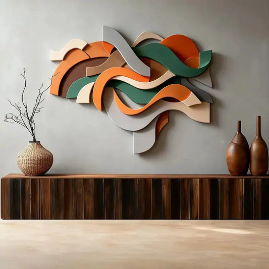 Elegant Beige Wave 3D Wood Sculpture Wall Art Minimalist Home Decor(副本) Artmeto Wood wall art