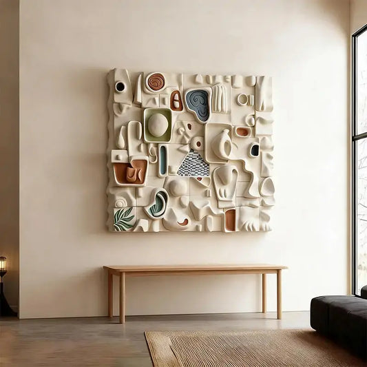 Ethereal Cream Currents Neutral Tone 3D Wall Sculpture(副本) Artmeto Wood wall art