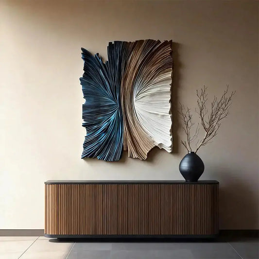 Fan Shape Gradient 3D Wood Relief Sculpture - Modern Minimalist Decor Artmeto Wood wall art