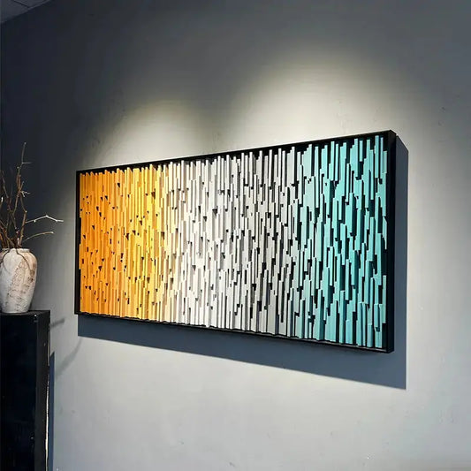 Gradient 3D Wood Slat Wall Art - Modern Geometric Wood Panel for Home Decor Artmeto Wood wall art