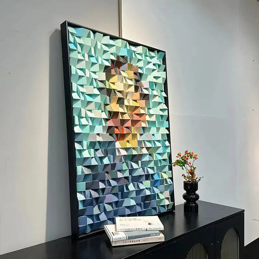 Handcrafted Wooden Mosaic Art - Van Gogh 3D Modern Geometric Wood Wall Decor Artmeto Wood wall art