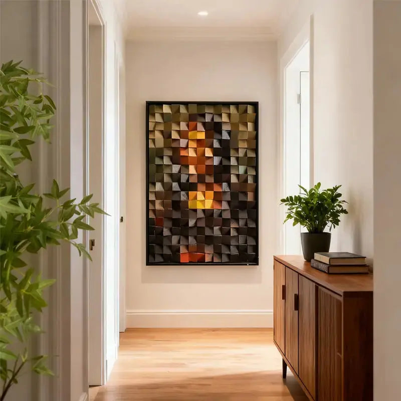 Handmade 3D Wooden Sun Mosaic - Modern Geometric Wood Wall Art Artmeto Wood wall art