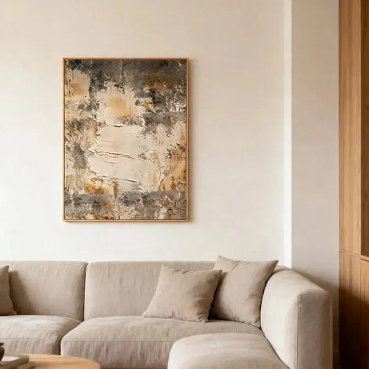Minimalist Taupe & Beige Textured Abstract Canvas Art Artmeto Wood wall art