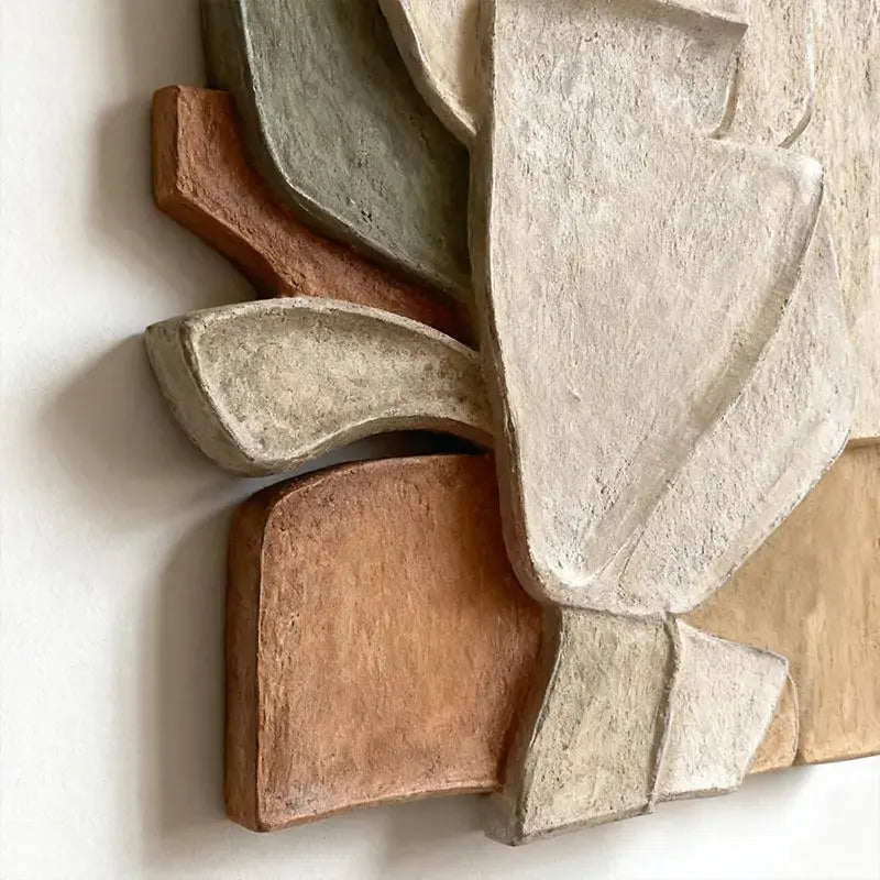 Multi Earth Tone Overlapping Slab 3D Relief Wall Decor Artmeto Wood wall art