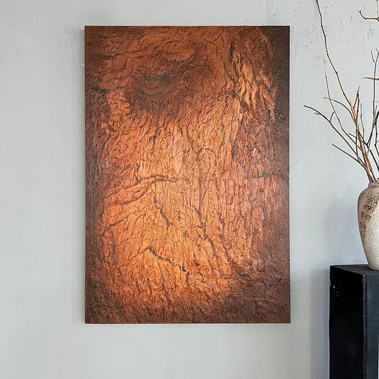 Rustic Textured Abstract Canvas-Warm Brown Wall Art-Artmeto Artmeto Wood wall art