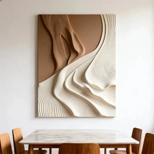 Soft Undulation 3D Relief Art Cream Gray Terracotta Gradient Decor(副本) Artmeto Wood wall art