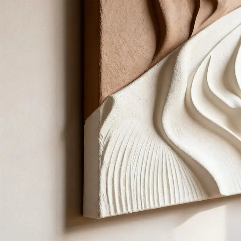 Soft Undulation 3D Relief Art Cream Gray Terracotta Gradient Decor(副本) Artmeto Wood wall art
