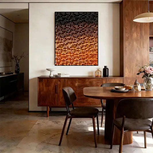 Sunset Gradient 3D Wood Block Wall Sculpture Modern Geometric Design Artmeto Wood wall art