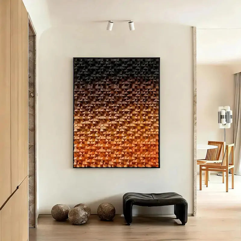 Sunset Gradient 3D Wood Block Wall Sculpture Modern Geometric Design Artmeto Wood wall art