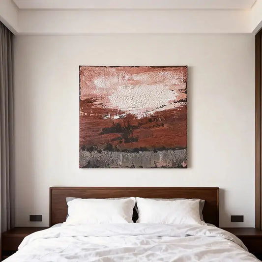 Terracotta & Rose Warm Tone Abstract Canvas with Rich Textured Finish Artmeto Wood wall art