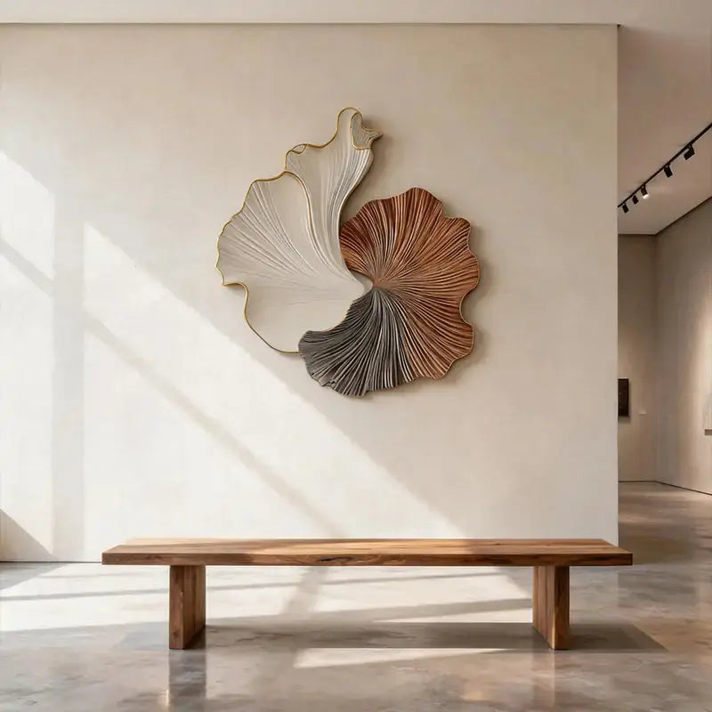 Tri-Tone Ginkgo-Inspired 3D Relief Gradient Wall Decor Artmeto Wood wall art-7