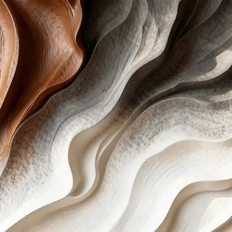 Walnut & Cream Wave 3D Wood Relief Textured Wall Art(副本) Artmeto Wood wall art