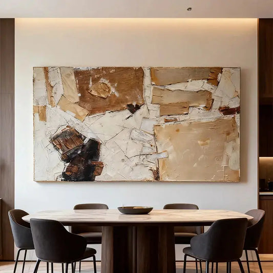 Warm Terracotta & Cream Layered Abstract Impasto Canvas Art Artmeto Wood wall art