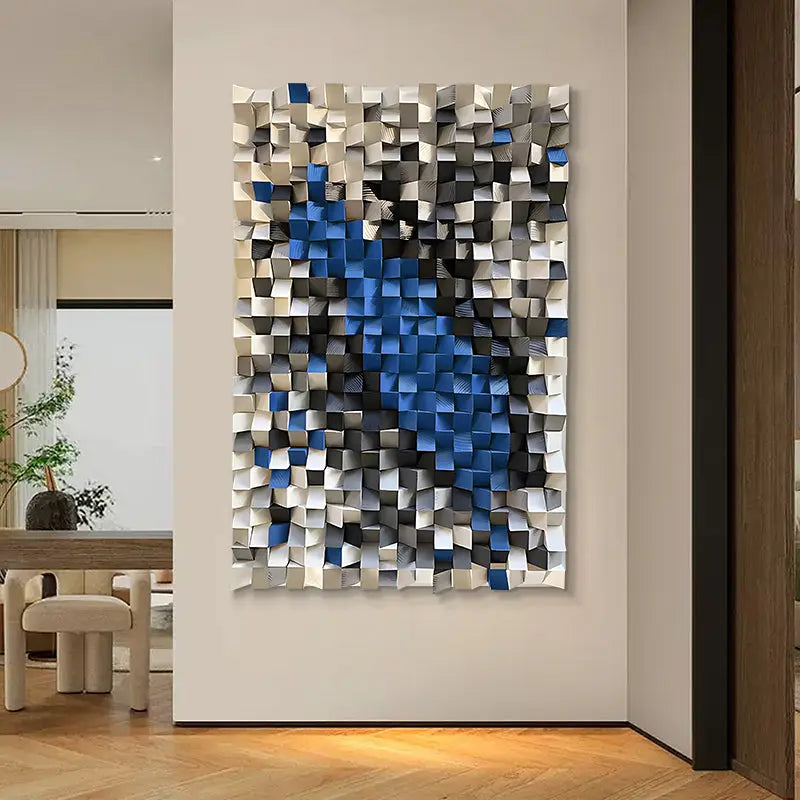 3D Geometric Wall Art Black Brown Orange Modern Decor-Artmeto Artmeto Wood wall art