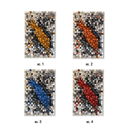 3D Geometric Wall Art Black Brown Orange Modern Decor-Artmeto Artmeto Wood wall art