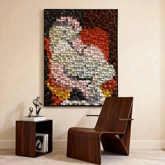 3D Mosaic Wooden Wall Art - Picasso Cubism Geometric Sculpture for Home Decor Artmeto Wood wall art