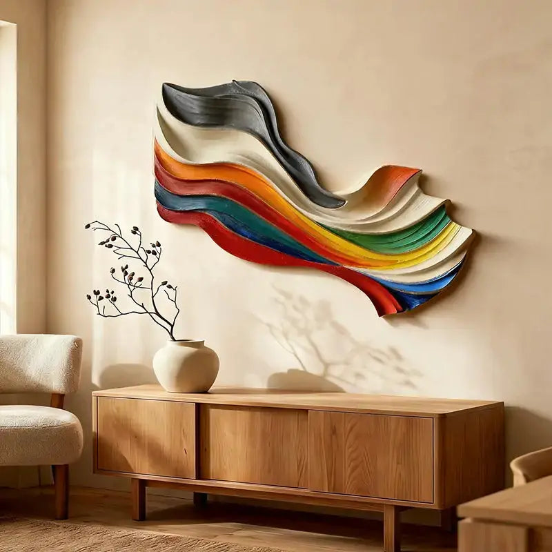 3D Textured Geometric Wall Art-Modern Multi-Color Statement Decor（副本） Artmeto Wood wall art