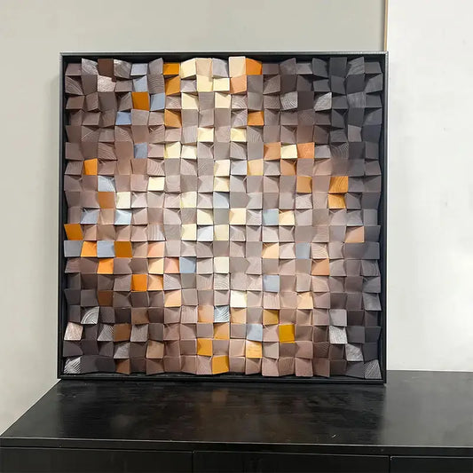 3D Warm Gradient Wooden Mosaic Wall Art Modern Decor Artmeto Wood wall art