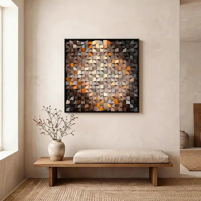 3D Warm Gradient Wooden Mosaic Wall Art Modern Decor Artmeto Wood wall art