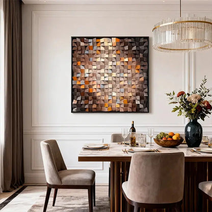 3D Warm Gradient Wooden Mosaic Wall Art Modern Decor Artmeto Wood wall art
