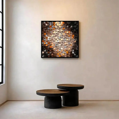 3D Warm Gradient Wooden Mosaic Wall Art Modern Decor Artmeto Wood wall art