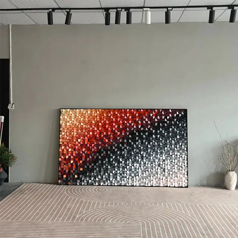 3D Wood Wall Art - Easy Gradient Orange Black Geometric Wall Decor Artmeto Wood wall art