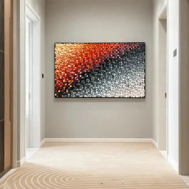 3D Wood Wall Art - Easy Gradient Orange Black Geometric Wall Decor Artmeto Wood wall art