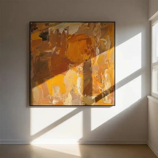 Abstract Expressionist Painting Warm Earth Tones Modern Wall Art-Artmeto Artmeto Wood wall art
