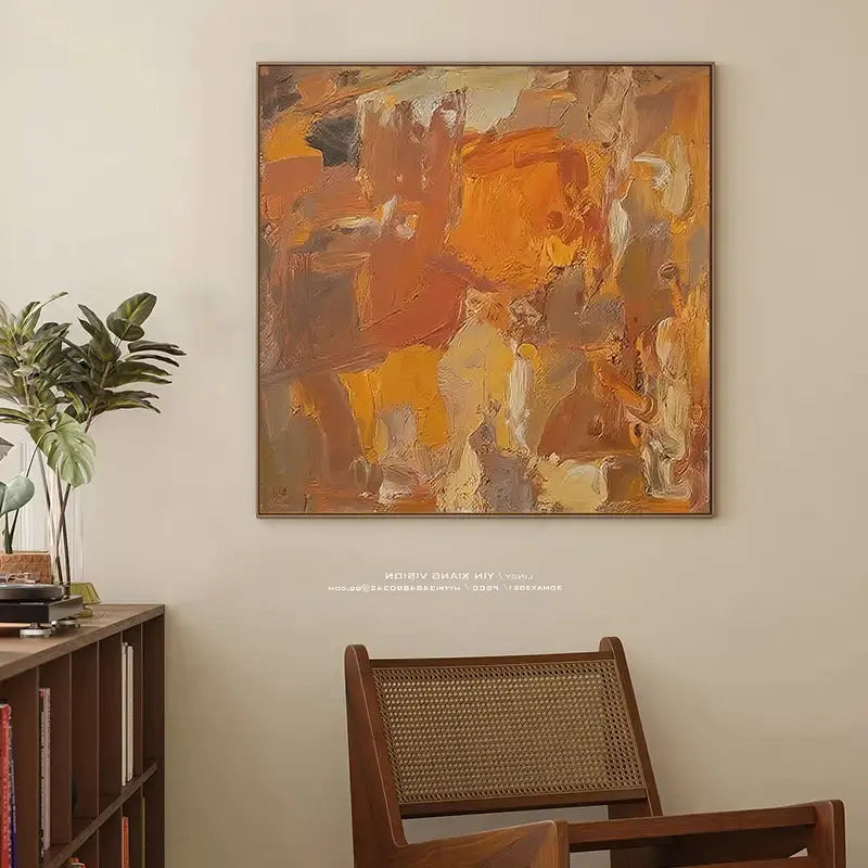 Abstract Expressionist Painting Warm Earth Tones Modern Wall Art-Artmeto Artmeto Wood wall art