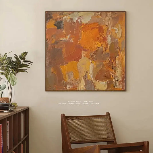 Abstract Expressionist Painting Warm Earth Tones Modern Wall Art-Artmeto Artmeto Wood wall art