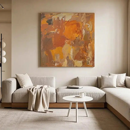 Abstract Expressionist Painting Warm Earth Tones Modern Wall Art-Artmeto Artmeto Wood wall art