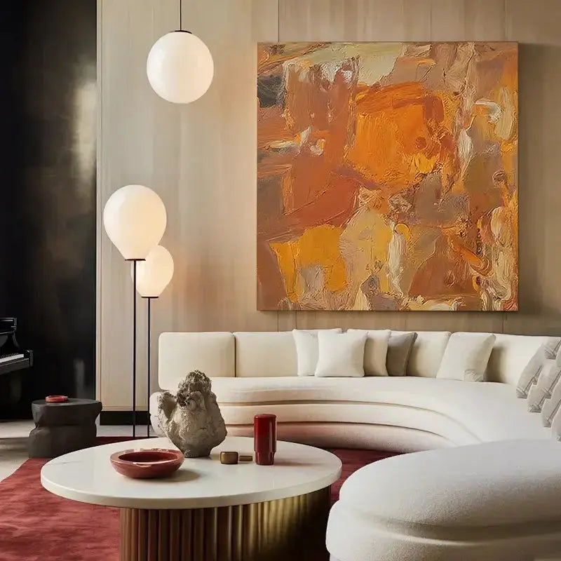 Abstract Expressionist Painting Warm Earth Tones Modern Wall Art-Artmeto Artmeto Wood wall art