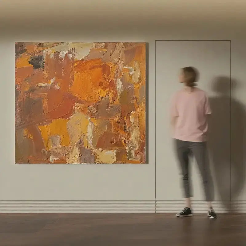 Abstract Expressionist Painting Warm Earth Tones Modern Wall Art-Artmeto Artmeto Wood wall art
