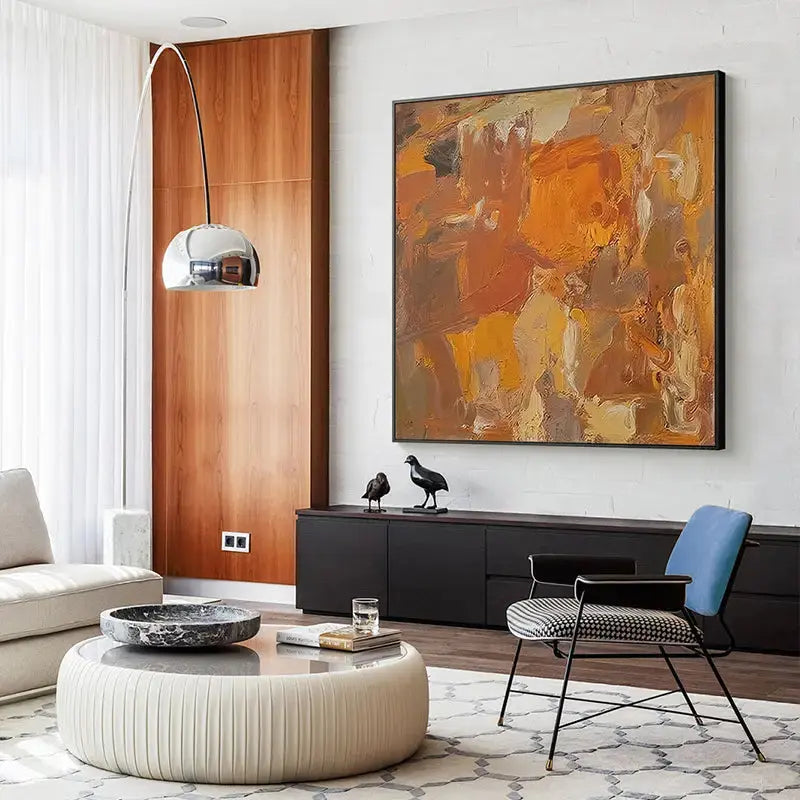 Abstract Expressionist Painting Warm Earth Tones Modern Wall Art-Artmeto Artmeto Wood wall art