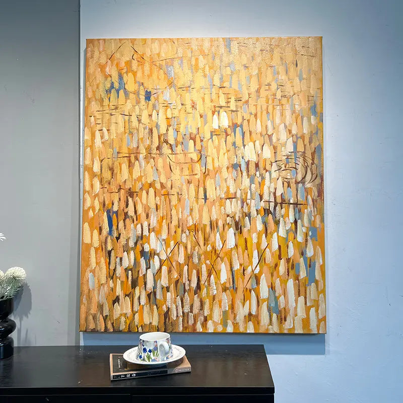 Amber & Gold Vertical Abstract Wall Art - Modern Texture Decor Artmeto Wood wall art