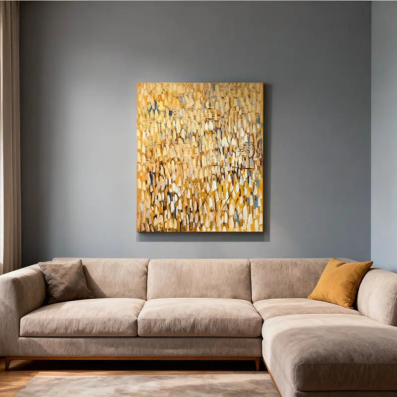 Amber & Gold Vertical Abstract Wall Art - Modern Texture Decor Artmeto Wood wall art