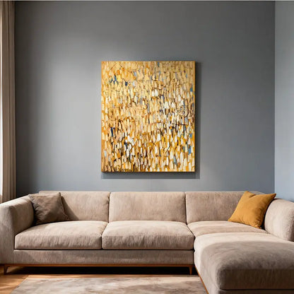 Amber & Gold Vertical Abstract Wall Art - Modern Texture Decor Artmeto Wood wall art