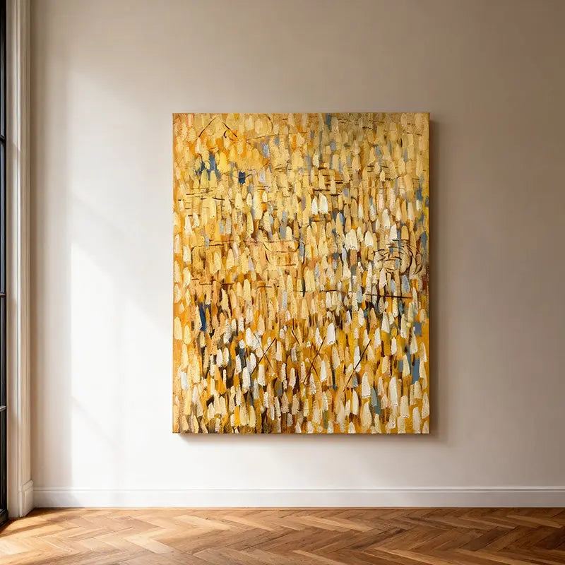 Amber & Gold Vertical Abstract Wall Art - Modern Texture Decor Artmeto Wood wall art