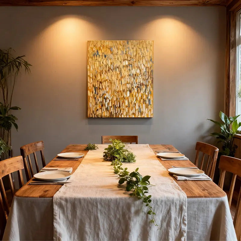 Amber & Gold Vertical Abstract Wall Art - Modern Texture Decor Artmeto Wood wall art