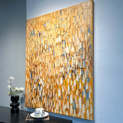 Amber & Gold Vertical Abstract Wall Art - Modern Texture Decor Artmeto Wood wall art