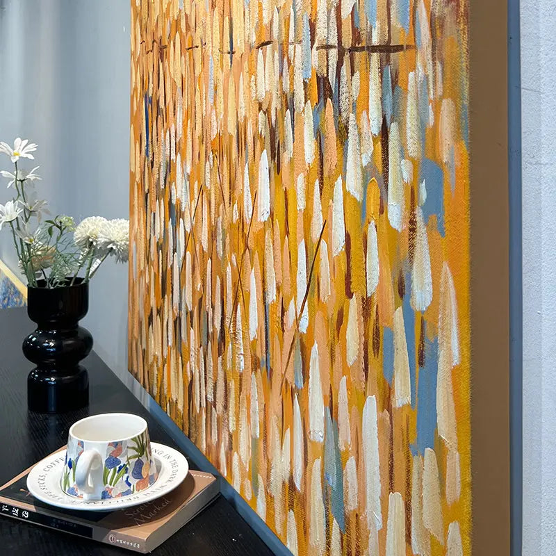 Amber & Gold Vertical Abstract Wall Art - Modern Texture Decor Artmeto Wood wall art