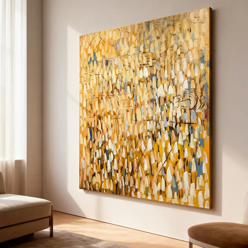 Amber & Gold Vertical Abstract Wall Art - Modern Texture Decor Artmeto Wood wall art