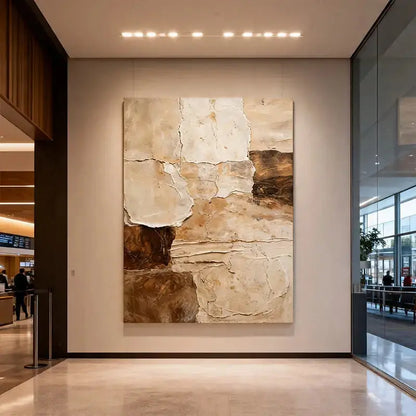 Beige & Brown Textured Wall Art-Modern Abstract Canvas Artmeto Wood wall art