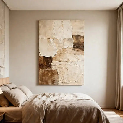 Beige & Brown Textured Wall Art-Modern Abstract Canvas Artmeto Wood wall art