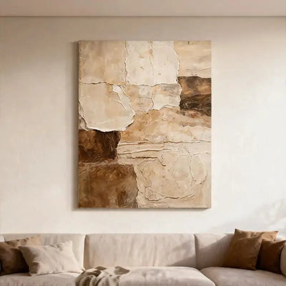 Beige & Brown Textured Wall Art-Modern Abstract Canvas Artmeto Wood wall art