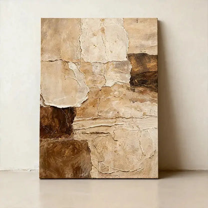 Beige & Brown Textured Wall Art-Modern Abstract Canvas Artmeto Wood wall art