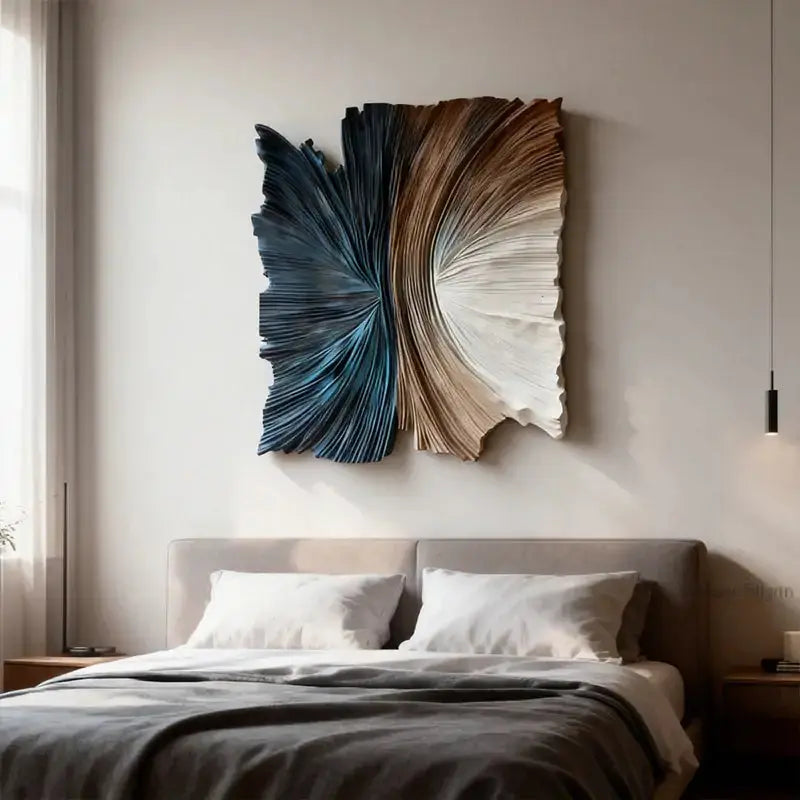 Beige & Caramel Wave Organic Flow Abstract 3D Relief Wall Decor（副本） Artmeto Wood wall art